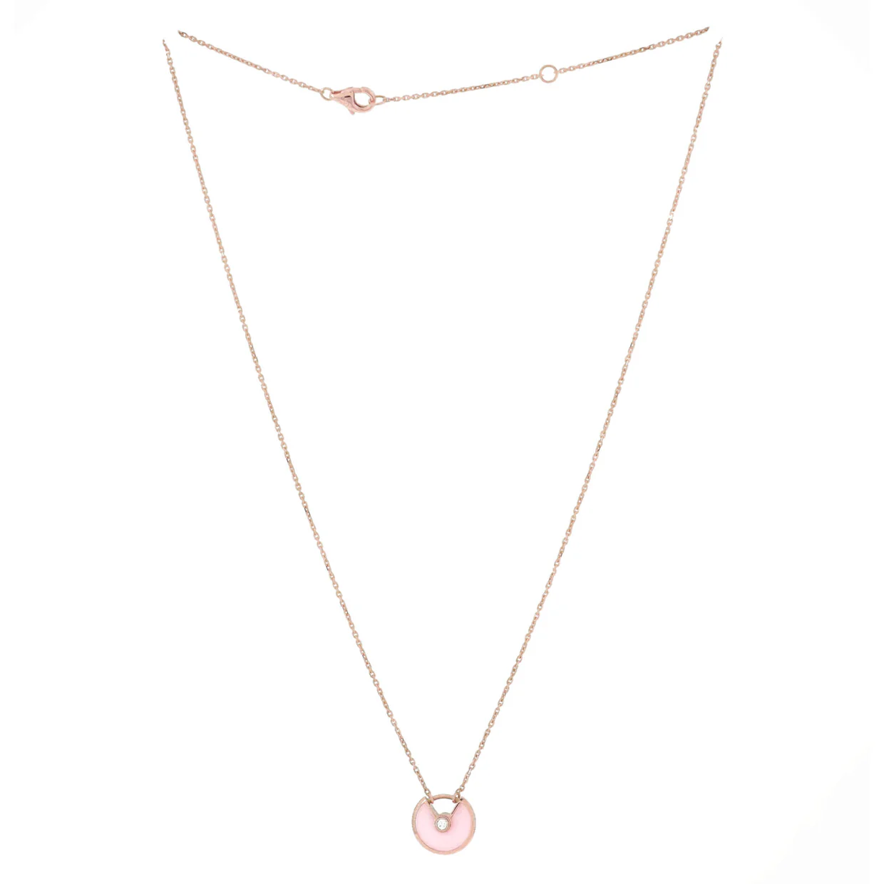 Amulette de Cartier Pendant Necklace 18K Rose Gold with Pink Opal and Diamond XS - Deep Luxury