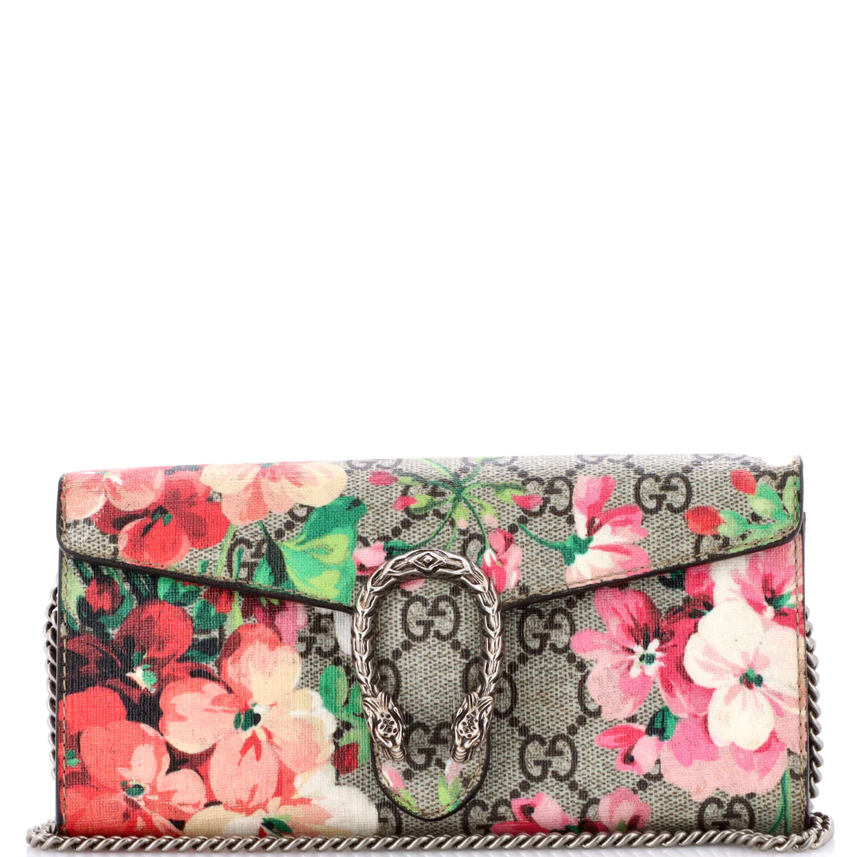Dionysus Chain Wallet Blooms Print GG Coated Canvas Long - Deep Luxury