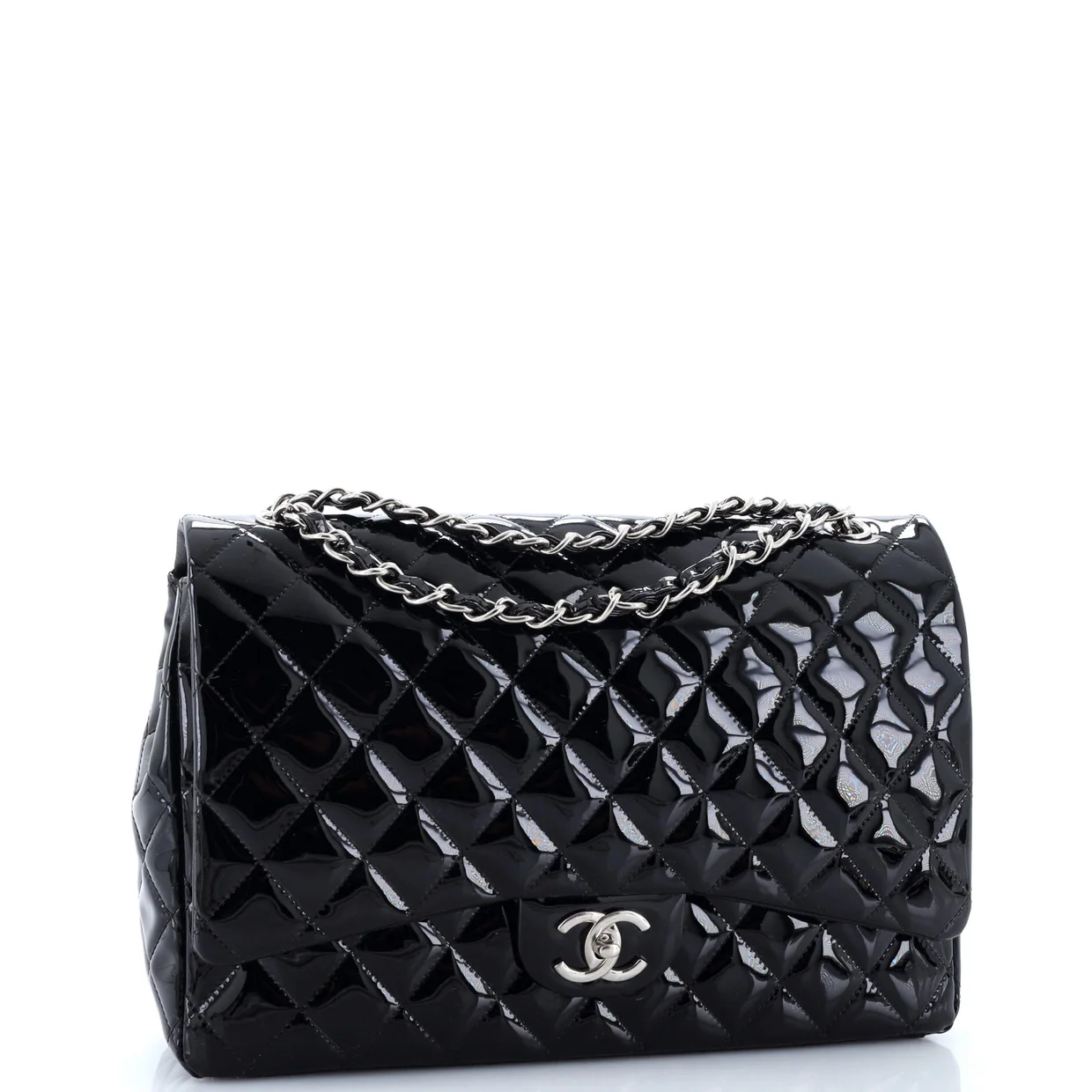 Classic Double Flap Bag Quilted Patent Maxi - Deep Luxury