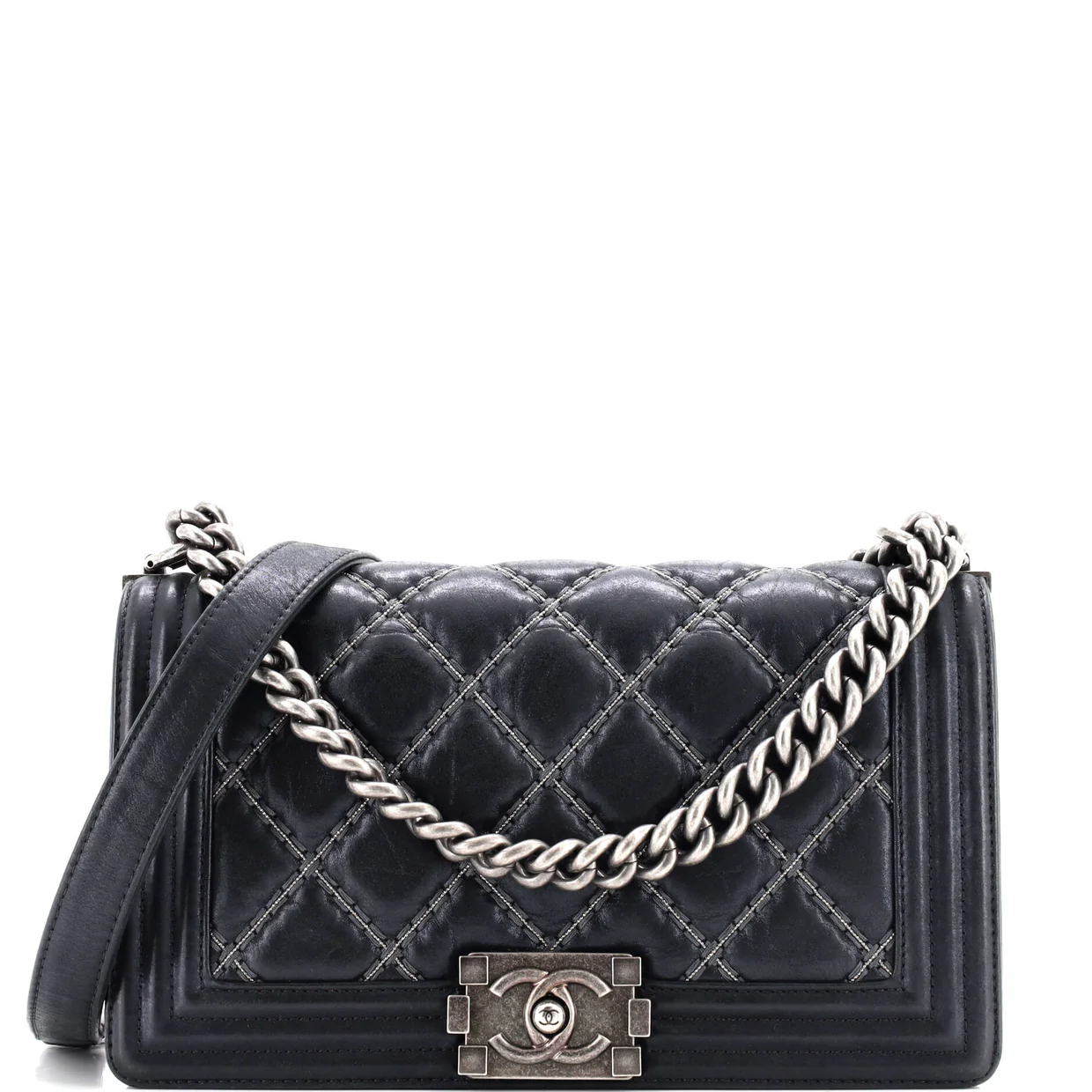 Boy Flap Bag Quilted Calfskin with Micro Chain Detail Old Medium - Deep Luxury