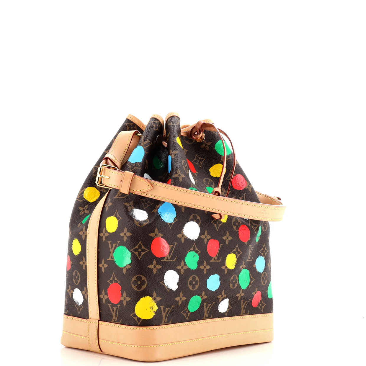 Noe Handbag Yayoi Kusama Painted Dots Monogram Canvas Large - Deep Luxury