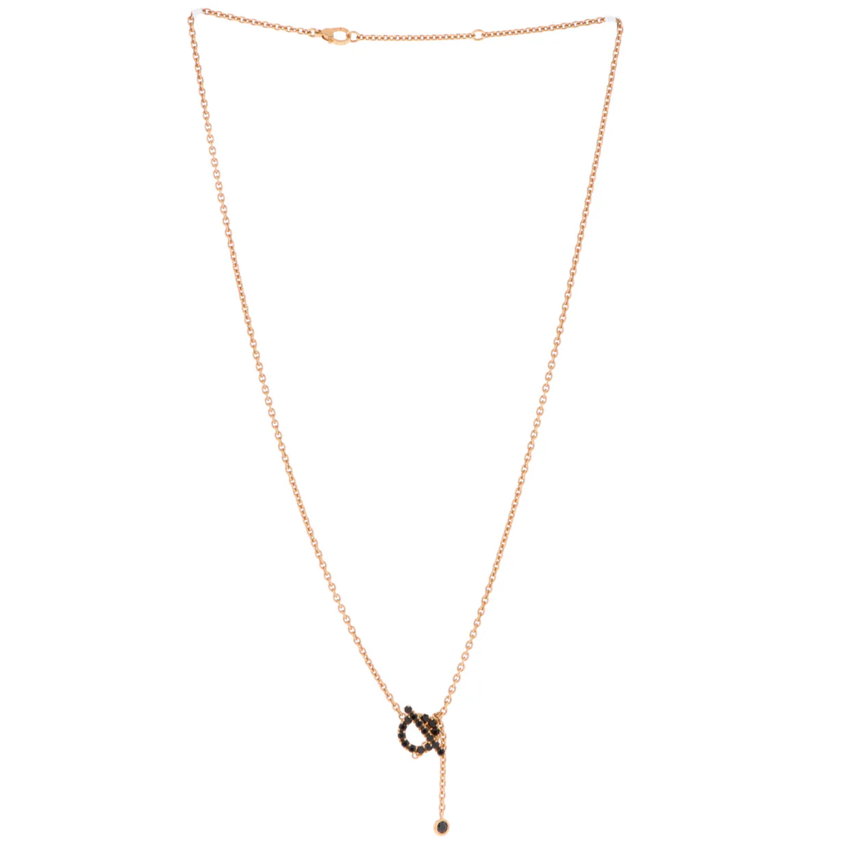Finesse Lariat Pendant Necklace 18K Rose Gold and Black Spinels - Deep Luxury