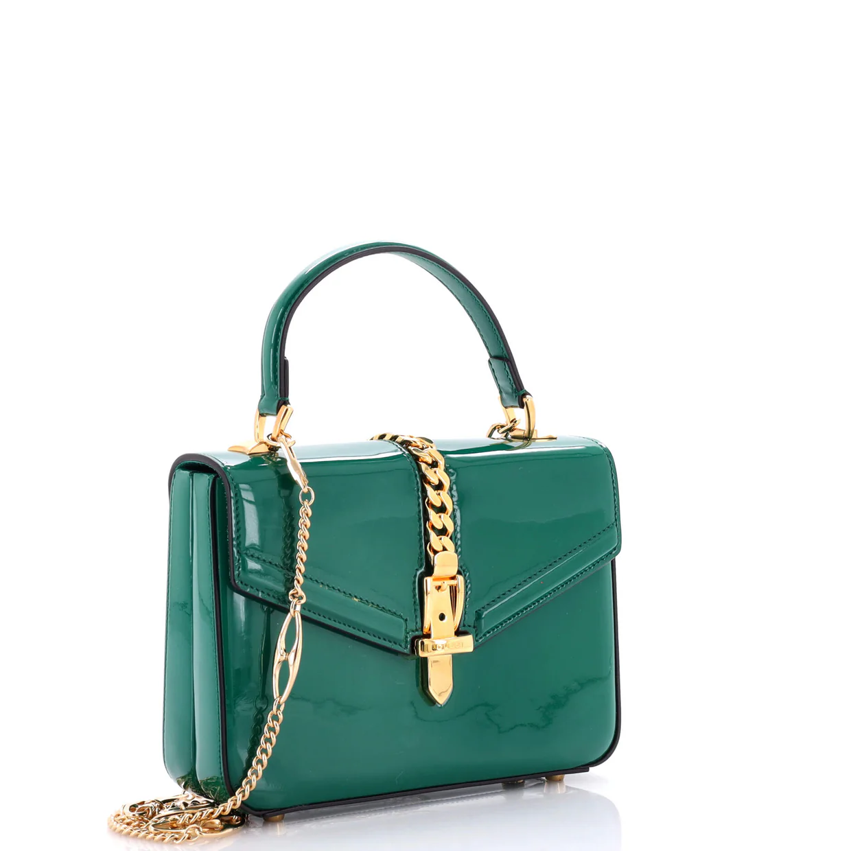 Sylvie 1969 Top Handle Bag Patent Mini - Deep Luxury