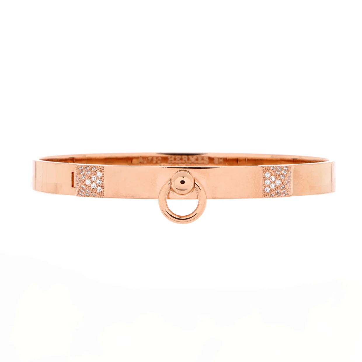 Collier de Chien Bracelet 18K Rose Gold with Pave Diamond Studs PM - Deep Luxury