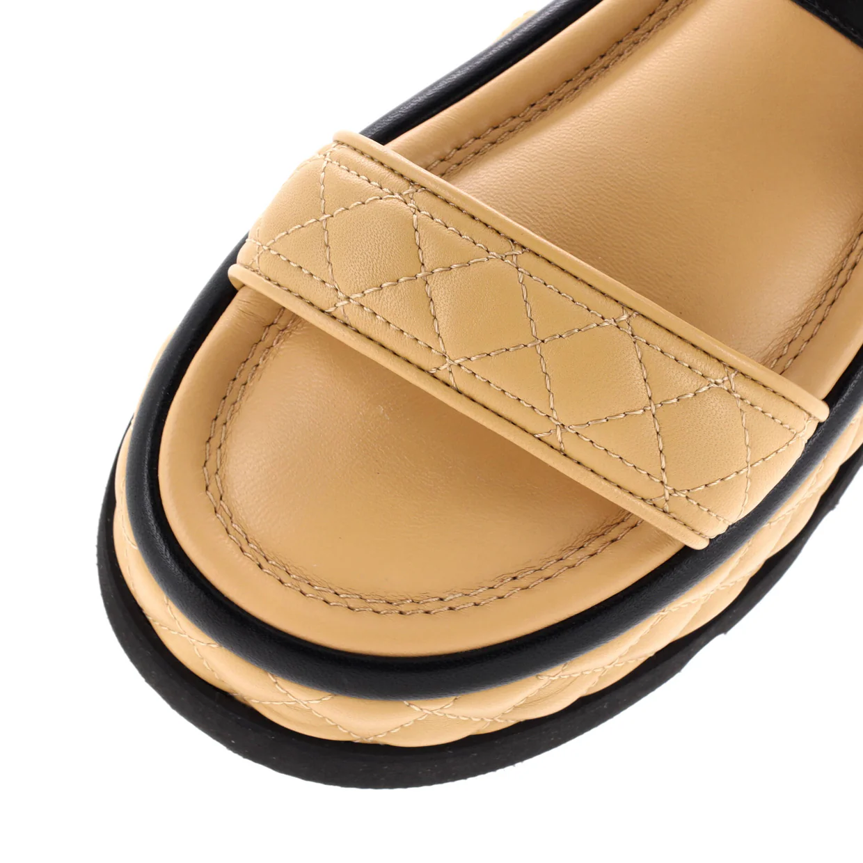 Women's Velcro Platform Sandals Quilted Leather - Deep Luxury
