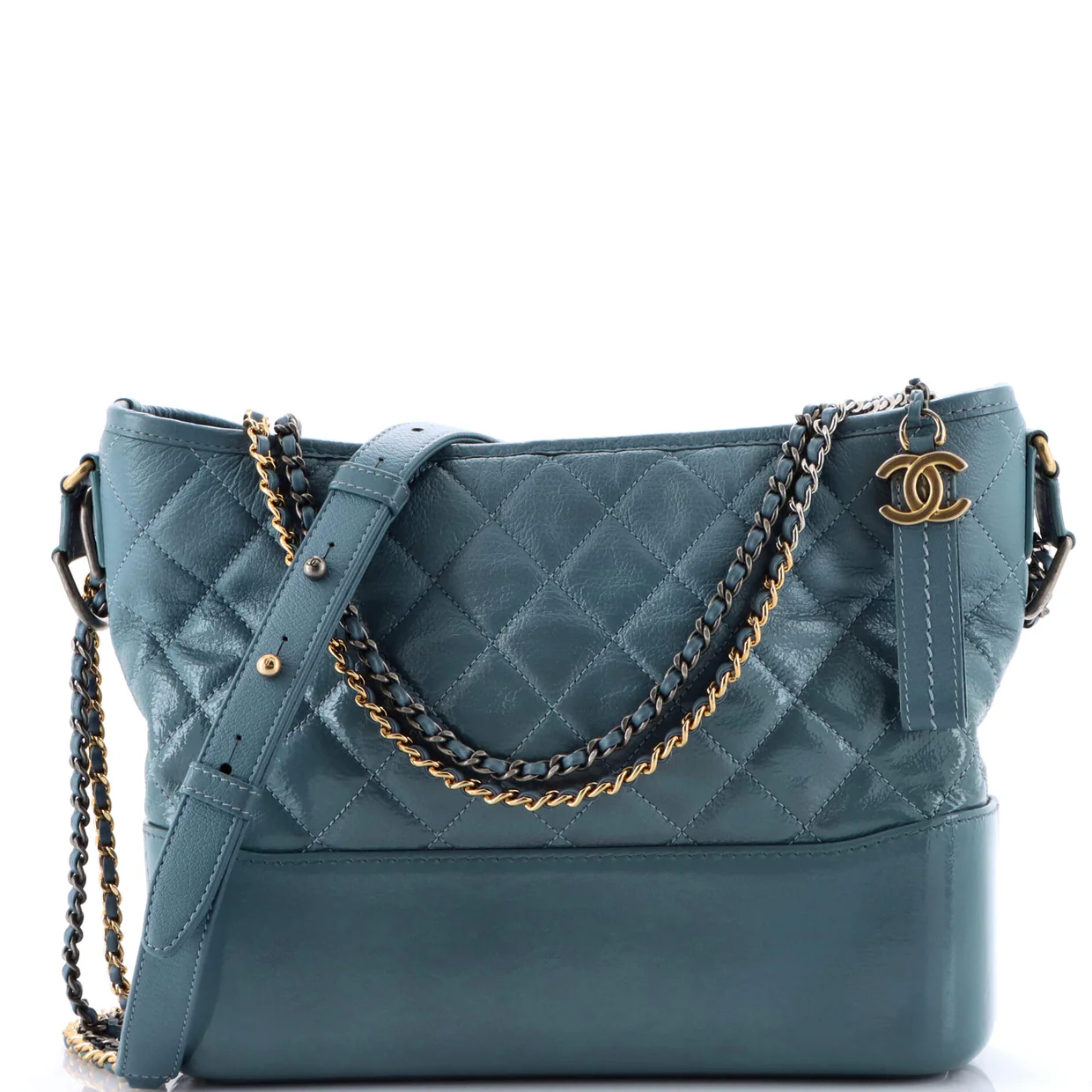 Gabrielle Hobo Quilted Goatskin and Patent Medium - Deep Luxury