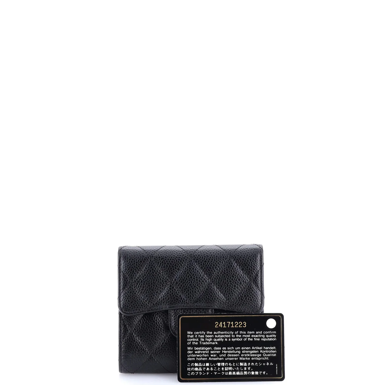 CC Compact Classic Flap Wallet Quilted Caviar - Deep Luxury