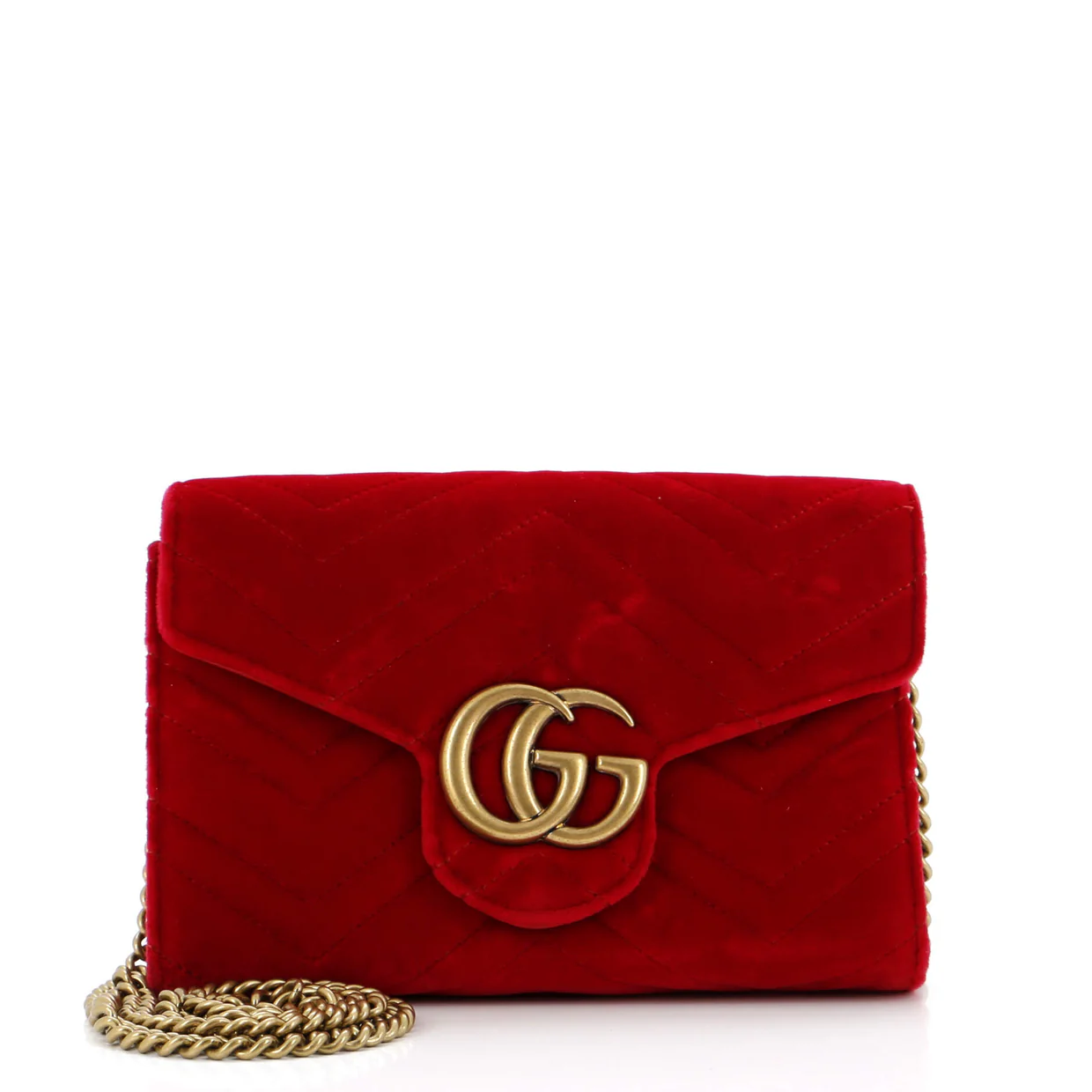 GG Marmont Chain Wallet Matelasse Velvet Mini - Deep Luxury