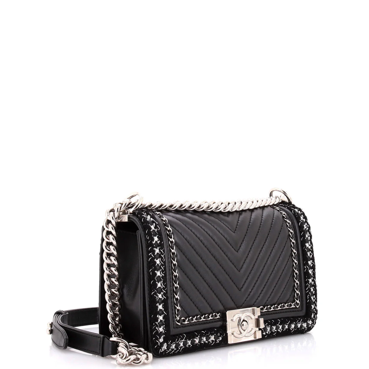 Jacket Boy Flap Bag Chevron Calfskin with Tweed Old Medium - Deep Luxury