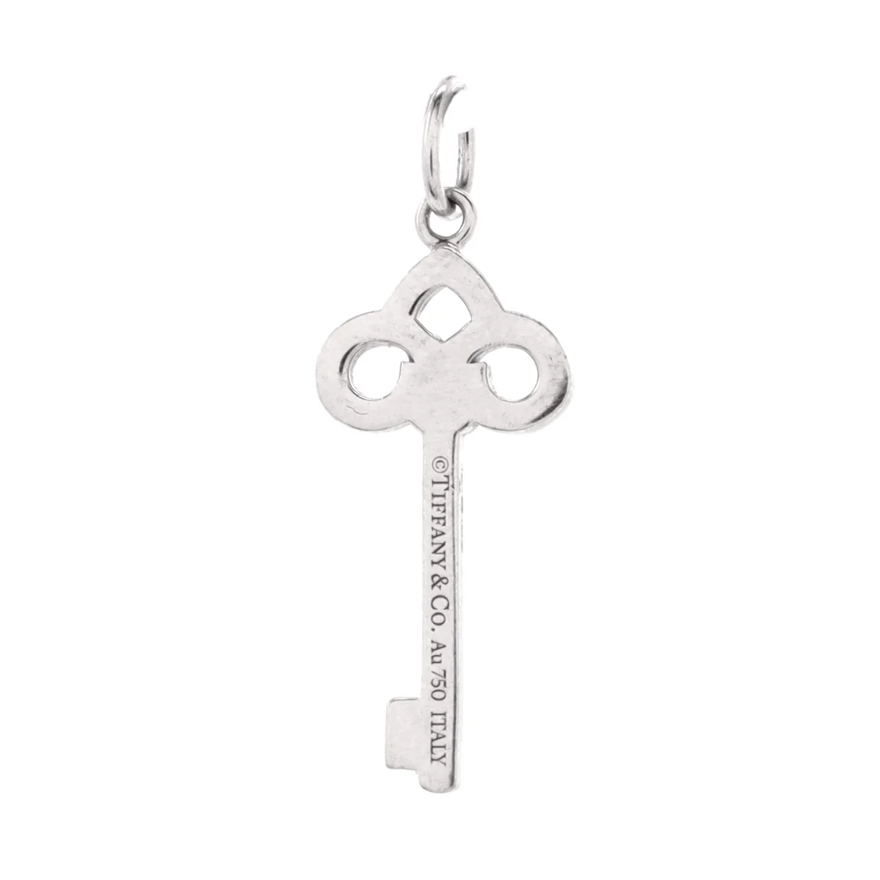 Fleur De Lis Key Pendant Pendant u0026 Charms 18K White Gold and Diamonds Mini - Deep Luxury