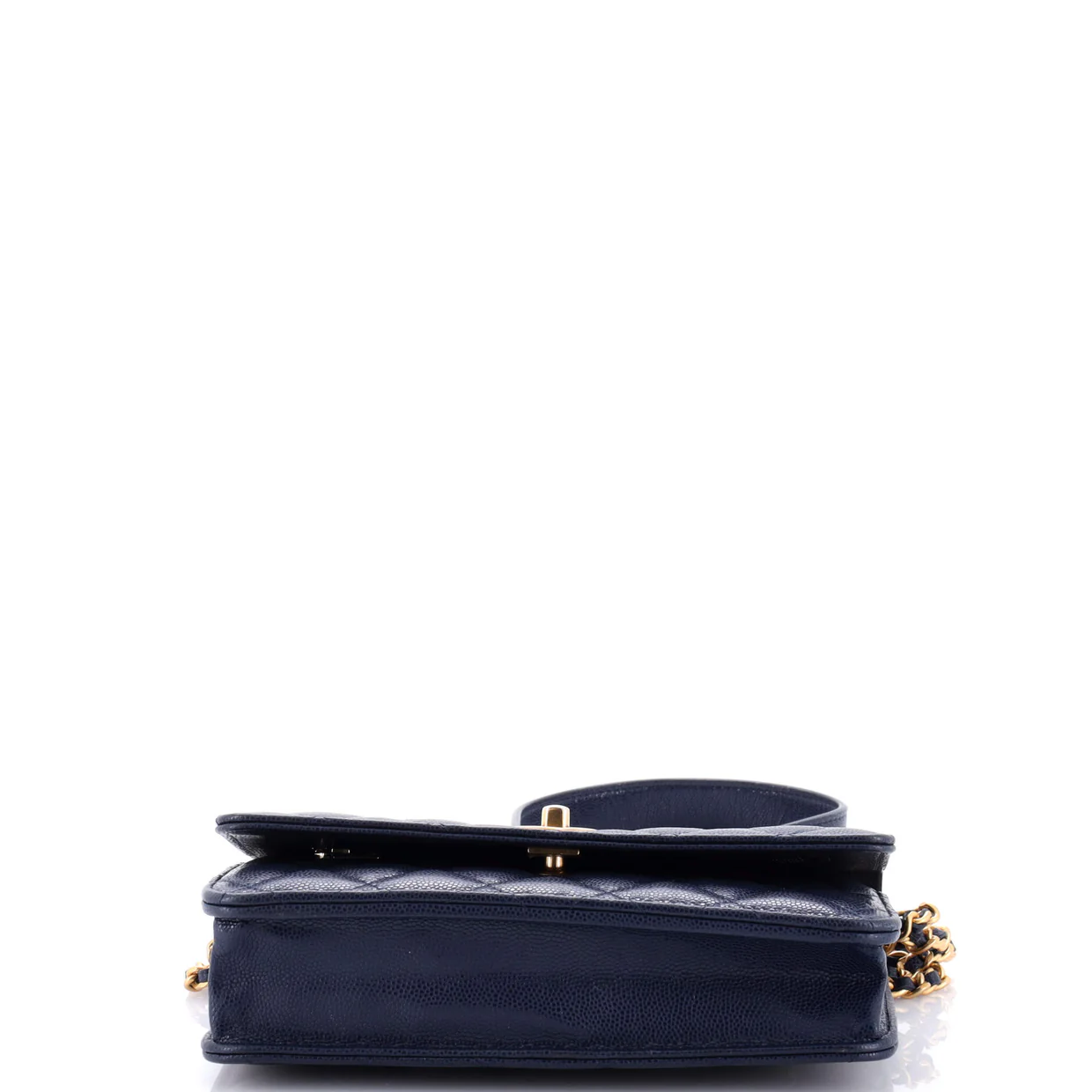 Twist Your Buttons Wallet on Chain Quilted Caviar - Deep Luxury