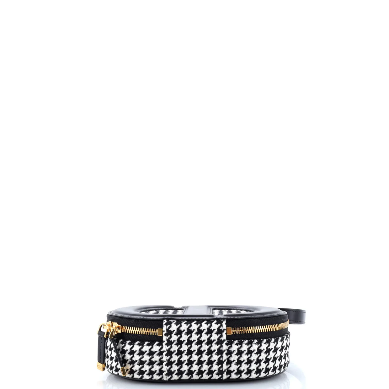 CD Signature Oval Camera Bag Houndstooth Canvas and Leather - Deep Luxury