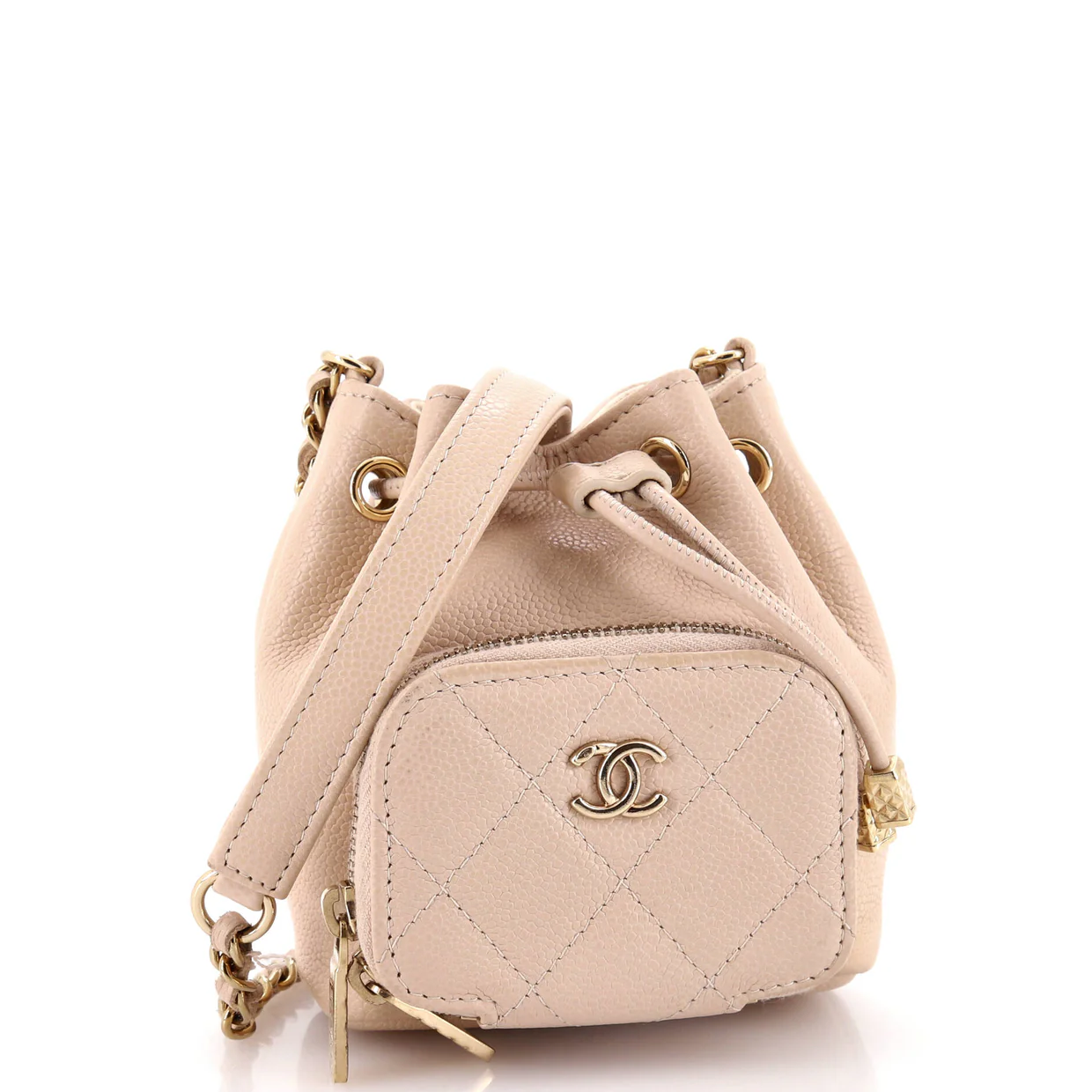 Business Affinity Drawstring Bucket Bag Quilted Caviar Mini - Deep Luxury