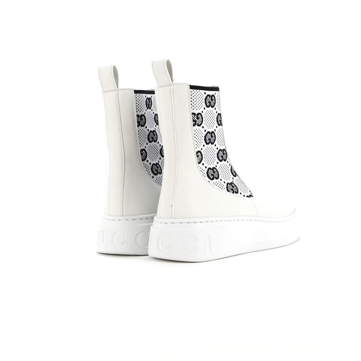 Women's Chunky B Chelsea Boots Leather with GG Elastic - Deep Luxury