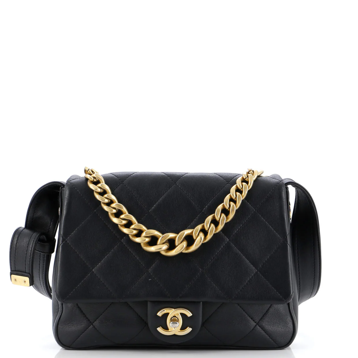 Chain Handle Flap Bag Quilted Calfskin - Deep Luxury