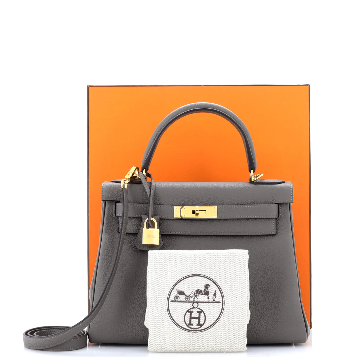 Kelly Handbag Grey Togo with Gold Hardware 28 - Deep Luxury