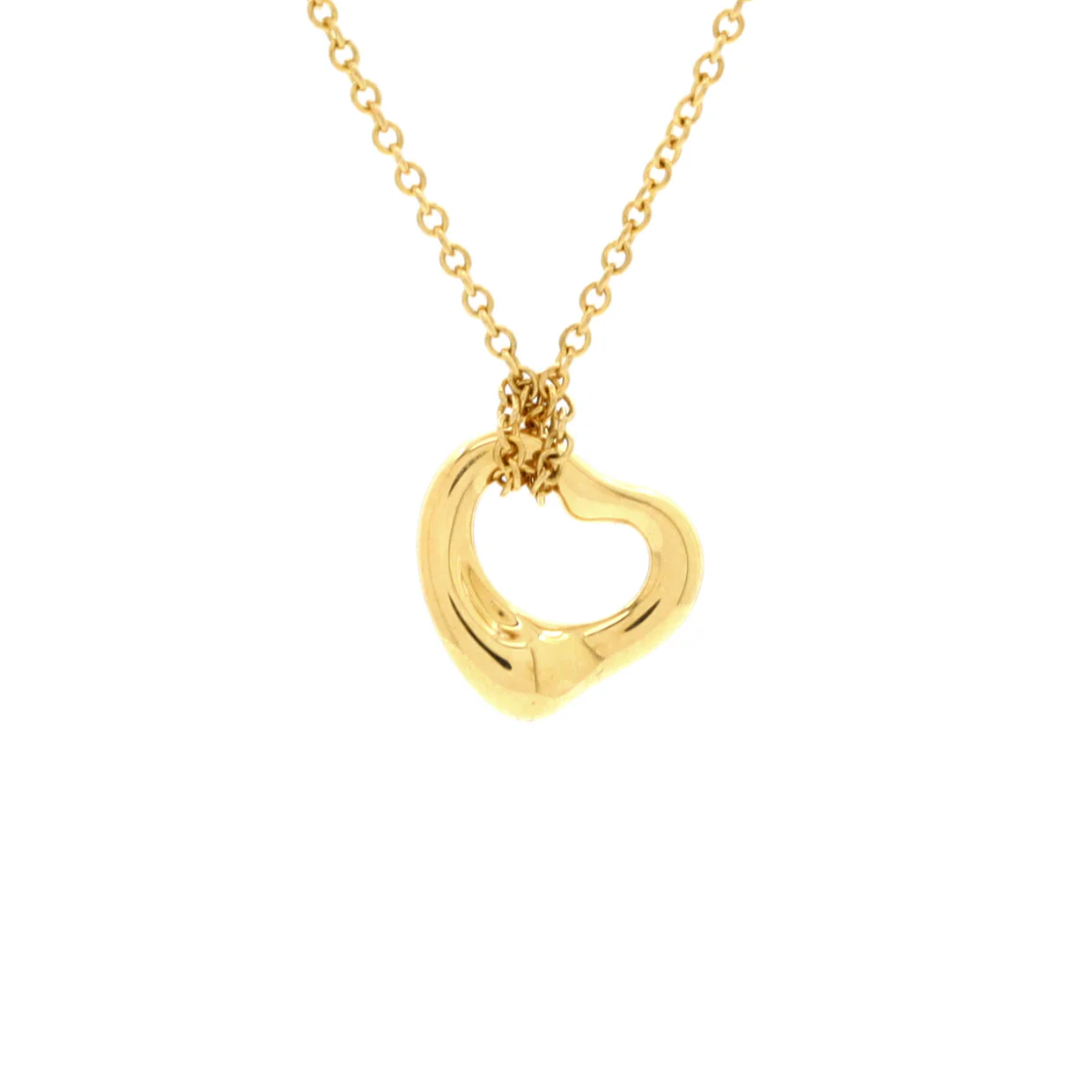 Elsa Peretti Open Heart Pendant Necklace 18K Yellow Gold 11mm - Deep Luxury