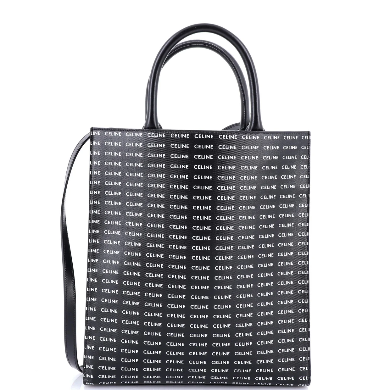 Vertical Cabas Tote All Over Logo Print Leather Small - Deep Luxury
