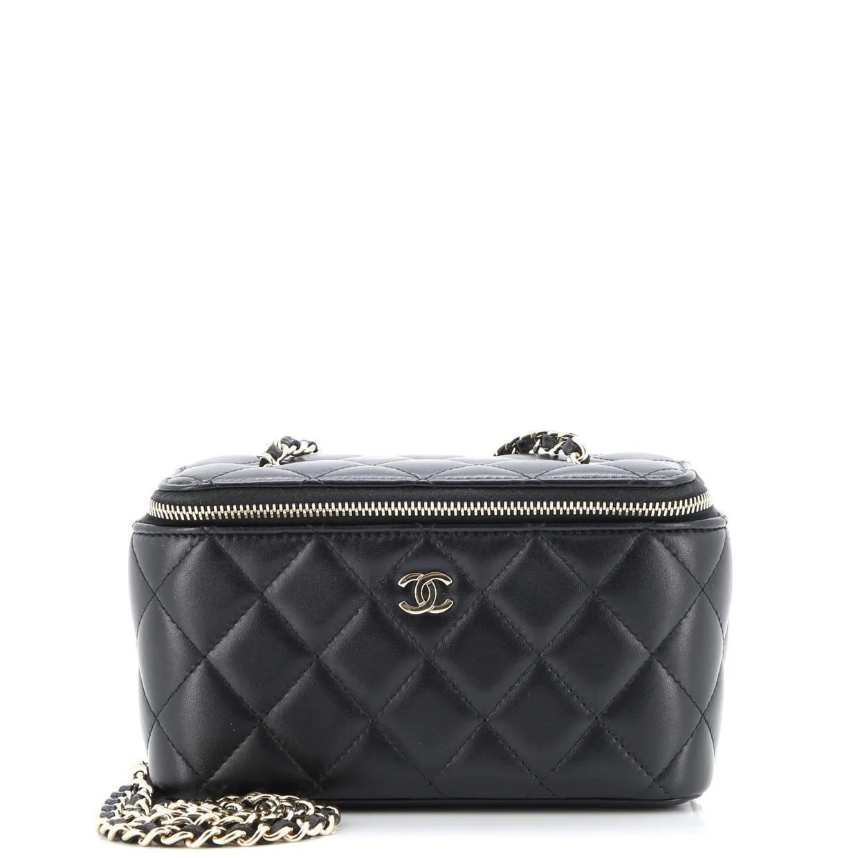 Classic Vanity Case with Chain Quilted Lambskin Small - Deep Luxury