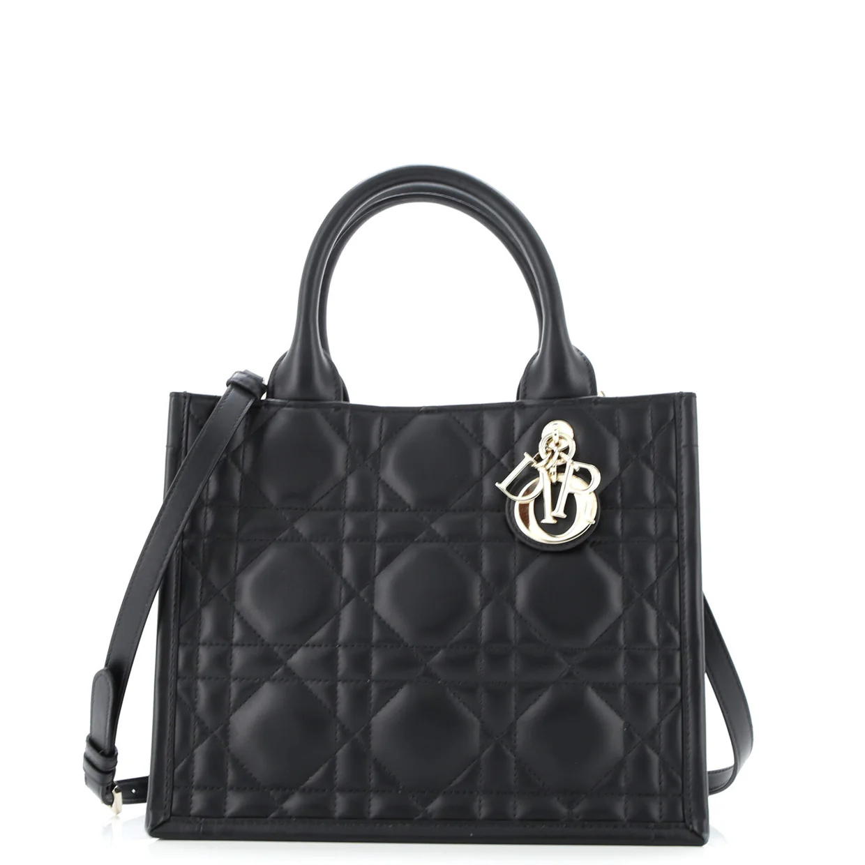 Book Tote with Strap Macrocannage Quilt Calfskin Small - Deep Luxury