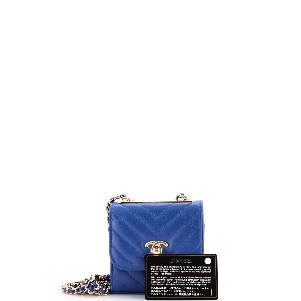 Trendy CC Clutch with Chain Chevron Lambskin Small - Deep Luxury