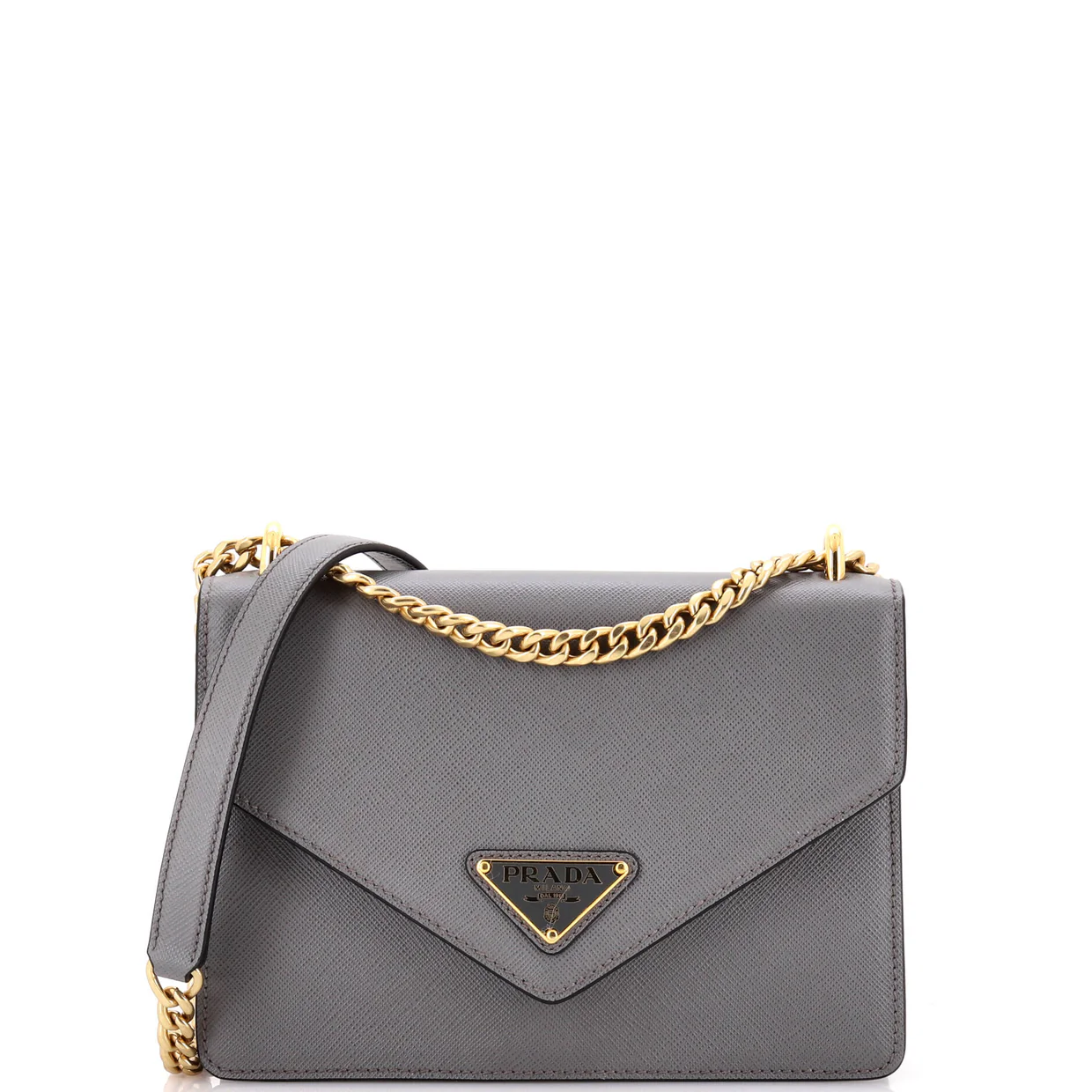 Envelope Flap Chain Shoulder bag Saffiano Leather Small - Deep Luxury