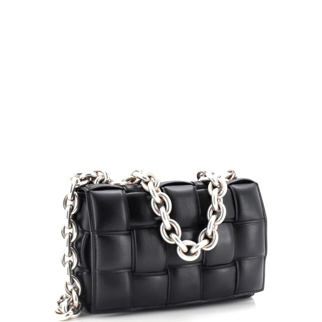 Cassette Chain Crossbody Bag Padded Maxi Intrecciato Leather - Deep Luxury