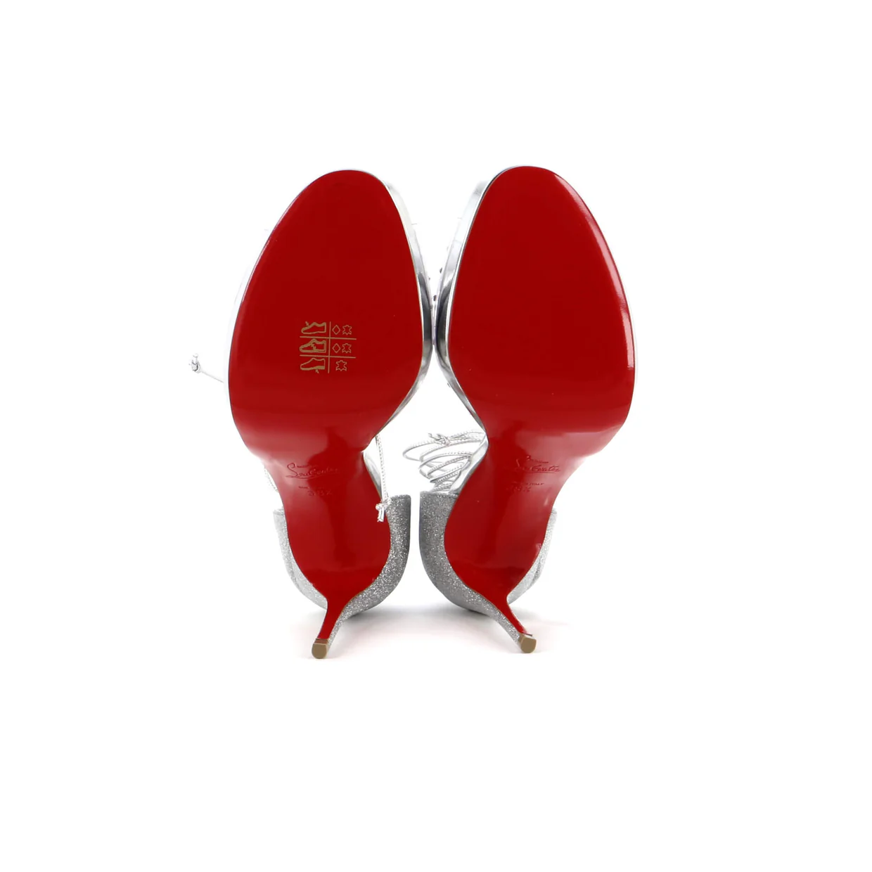 Women's Degratina Frou Heeled Sandals Glitter Leather with PVC 120 - Deep Luxury