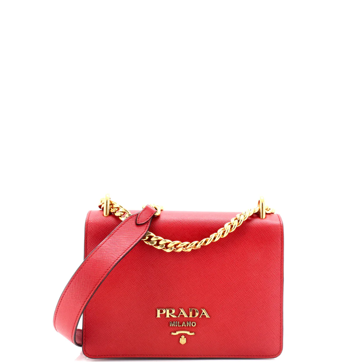 Chain Flap Bag Saffiano Leather Small - Deep Luxury