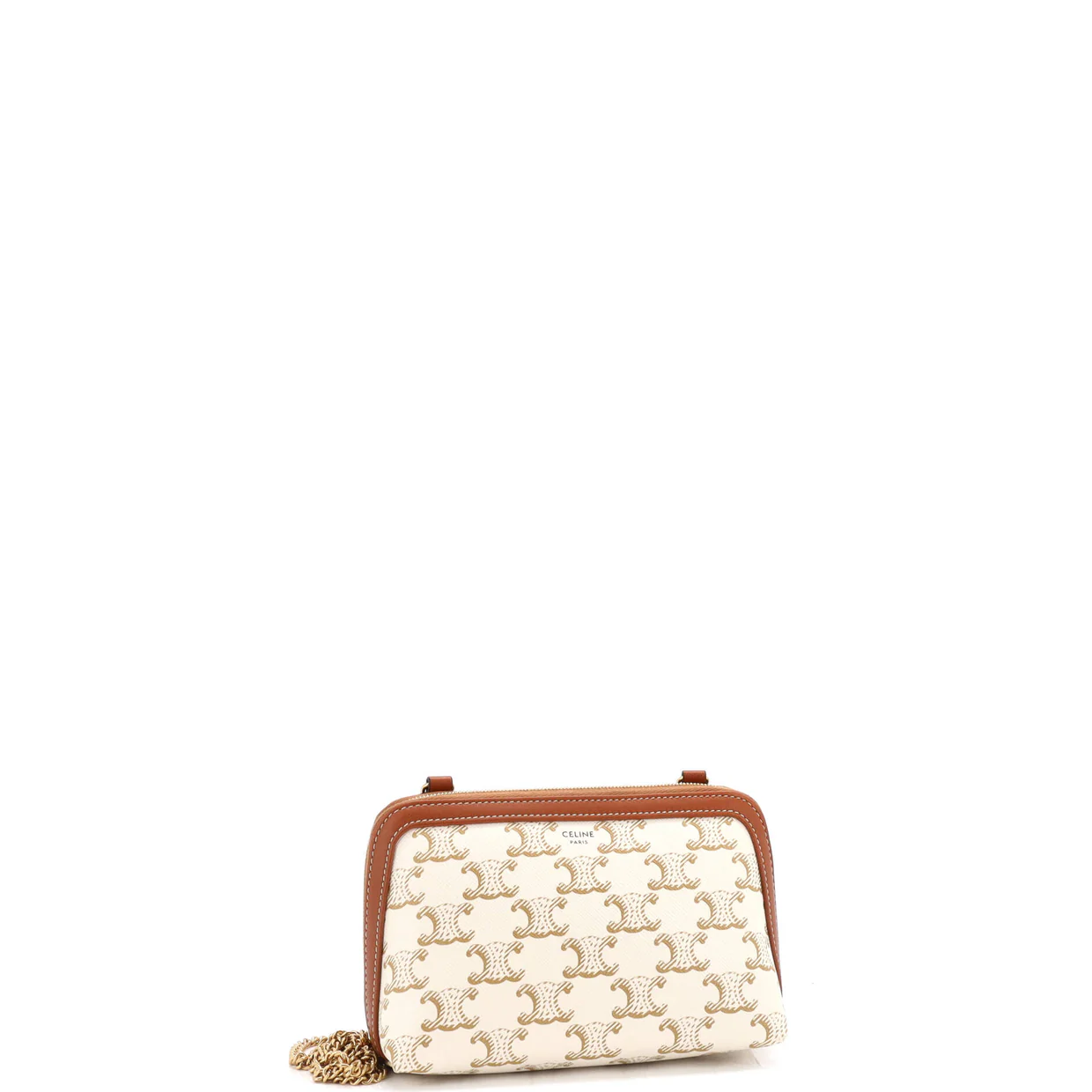 Zip Around Chain Clutch Triomphe Coated Canvas - Deep Luxury