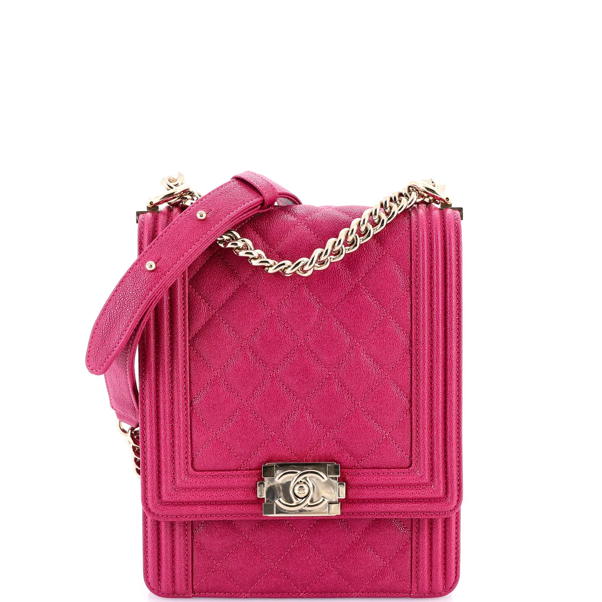 North South Boy Flap Bag Quilted Caviar Small - Deep Luxury