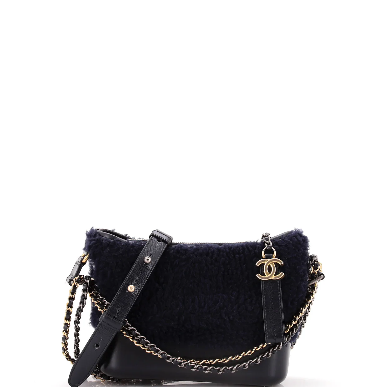 Gabrielle Hobo Shearling and Leather Small - Deep Luxury