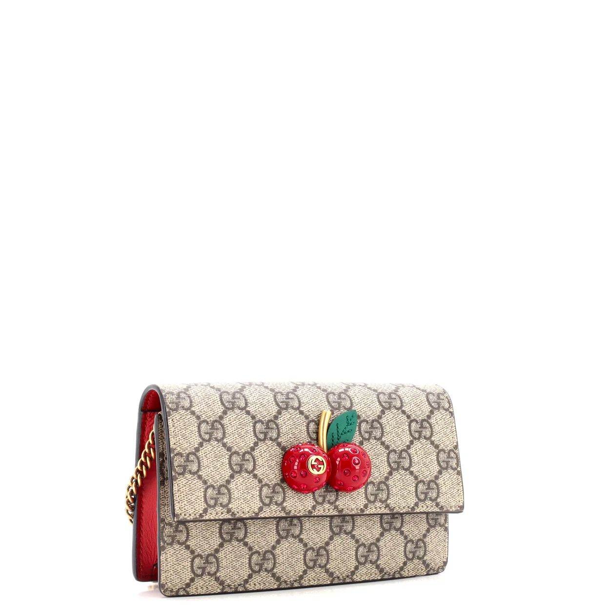 Cherries Wallet on Chain GG Coated Canvas Mini - Deep Luxury