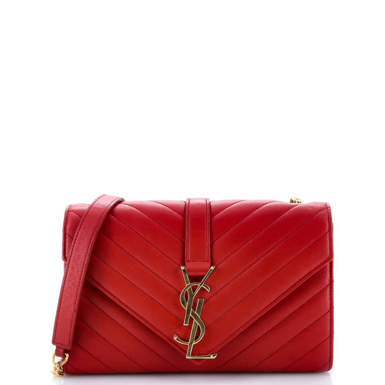 Classic Monogram Envelope Satchel Matelasse Chevron Leather Small - Deep Luxury