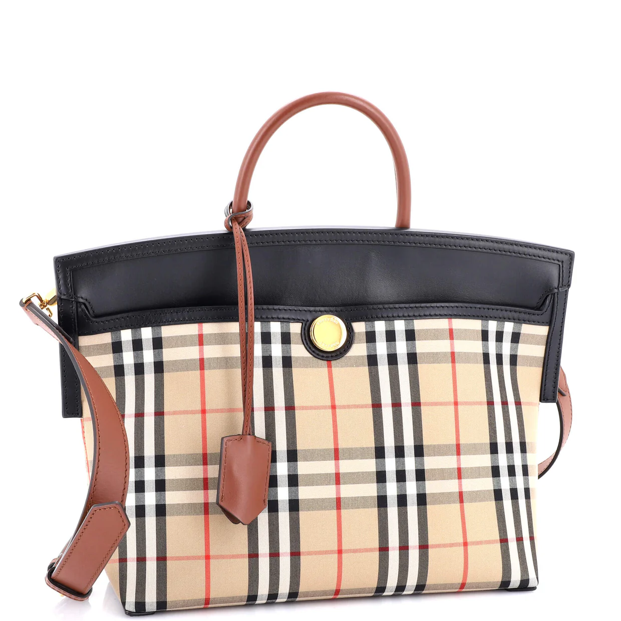 Society Top Handle Bag Vintage Check Canvas Small - Deep Luxury