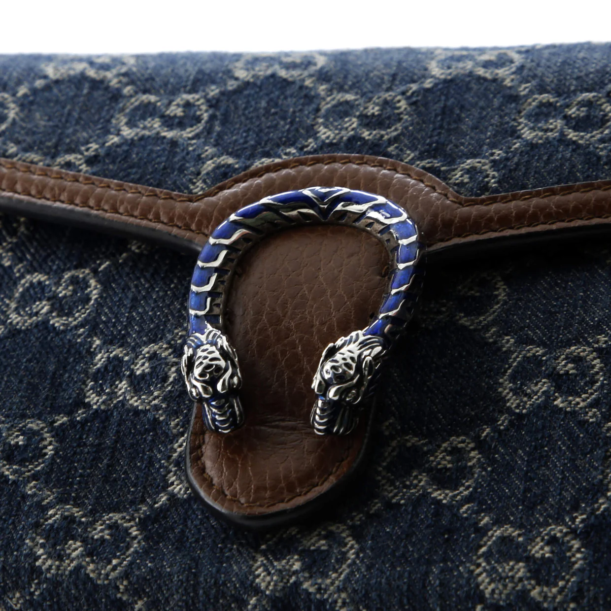 Dionysus Chain Wallet GG Denim Small - Deep Luxury
