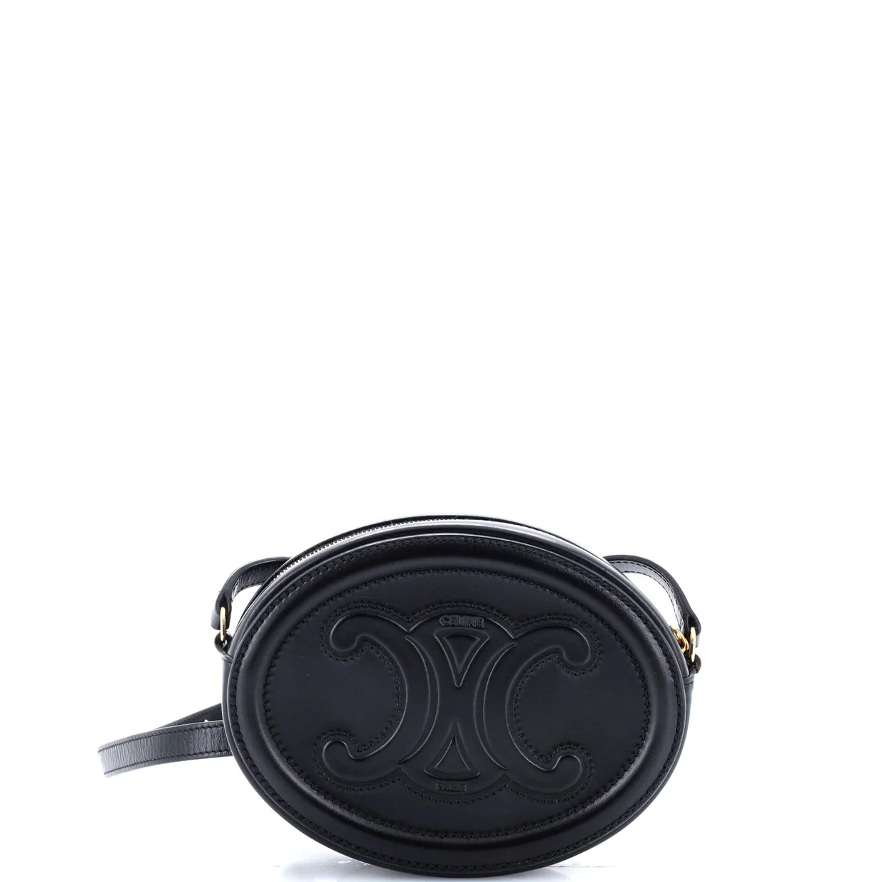 Triomphe Oval Crossbody Bag Leather Mini - Deep Luxury
