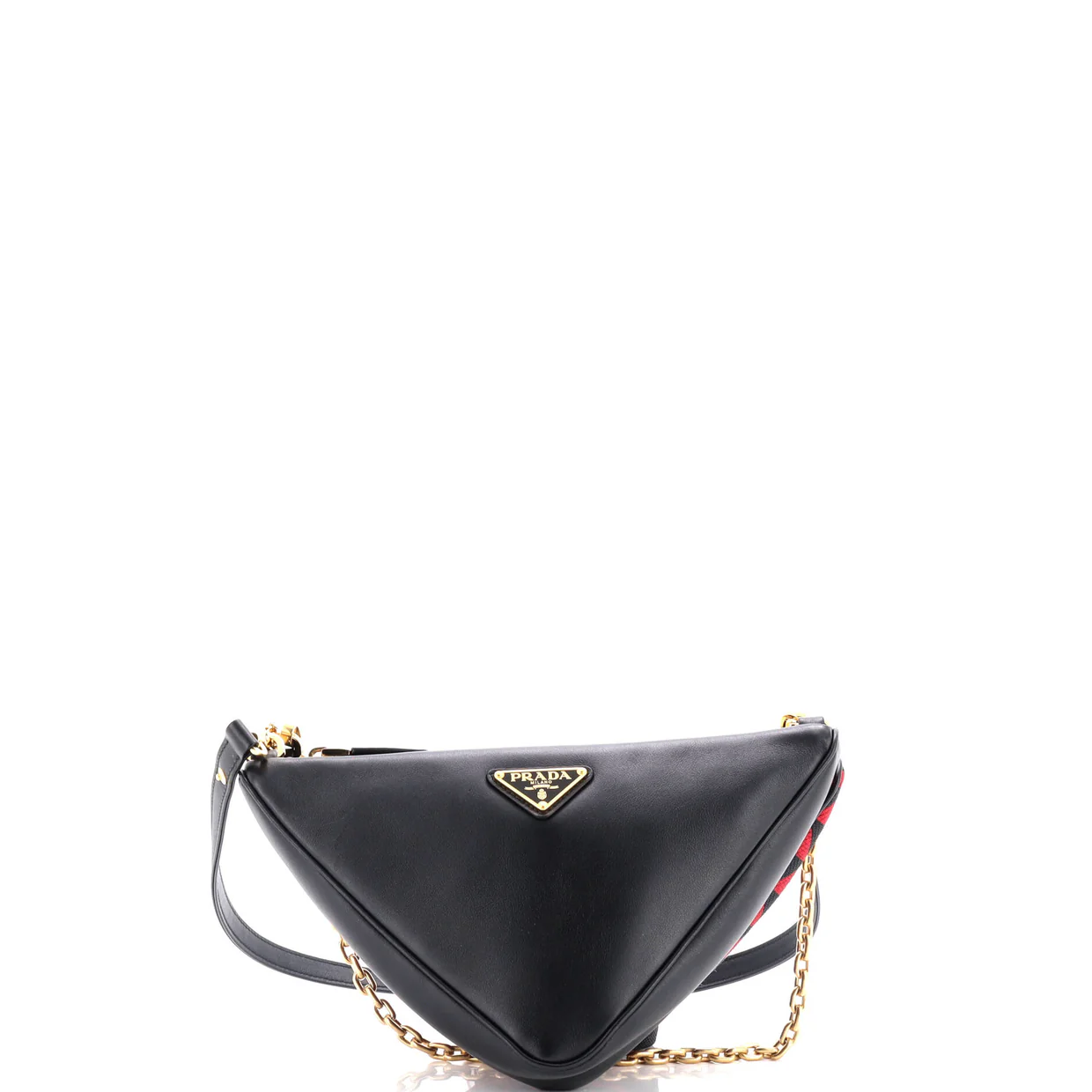 Double Symbole Triangle Bag Leather and Jacquard Mini - Deep Luxury
