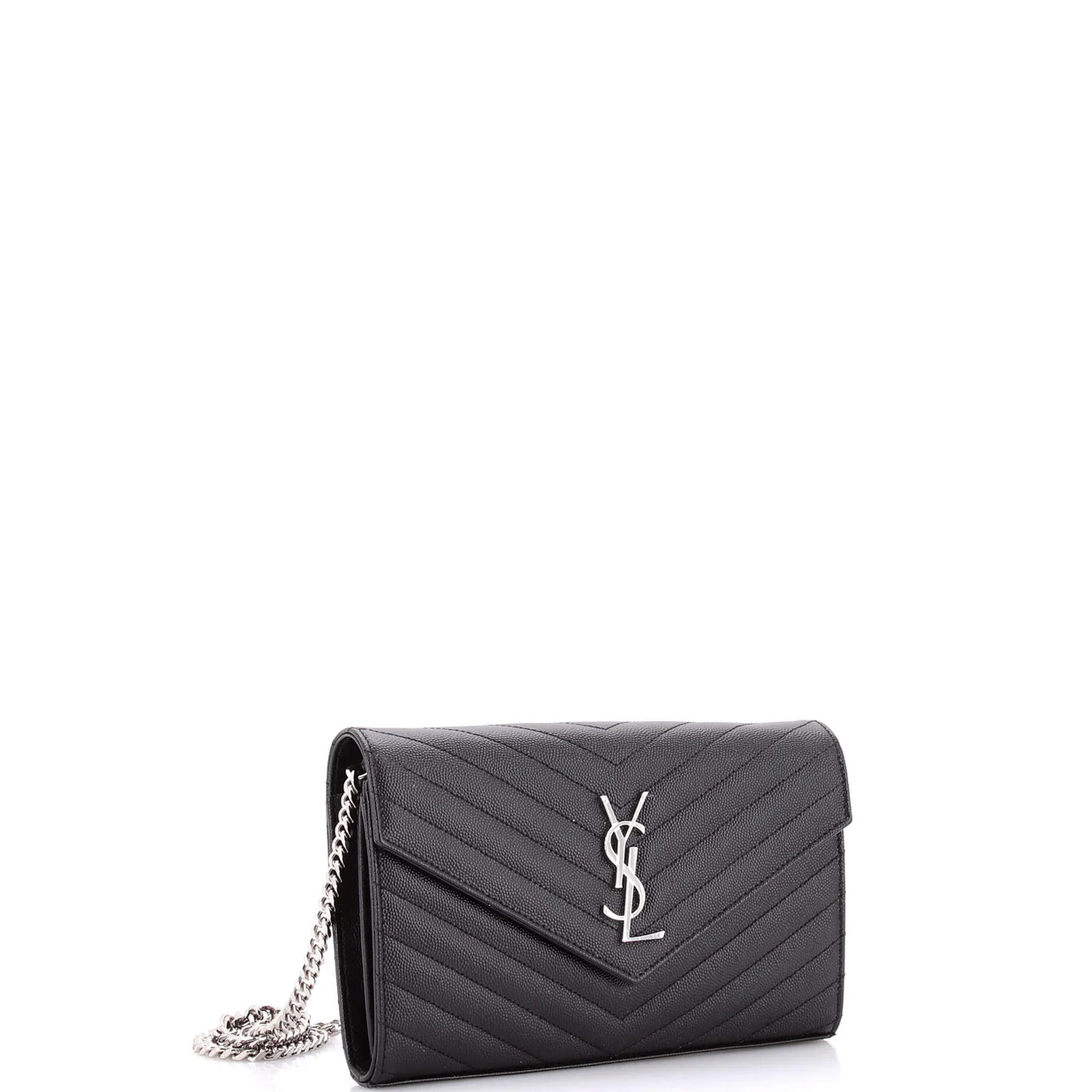 Classic Monogram Wallet on Chain Matelasse Chevron Leather Medium - Deep Luxury