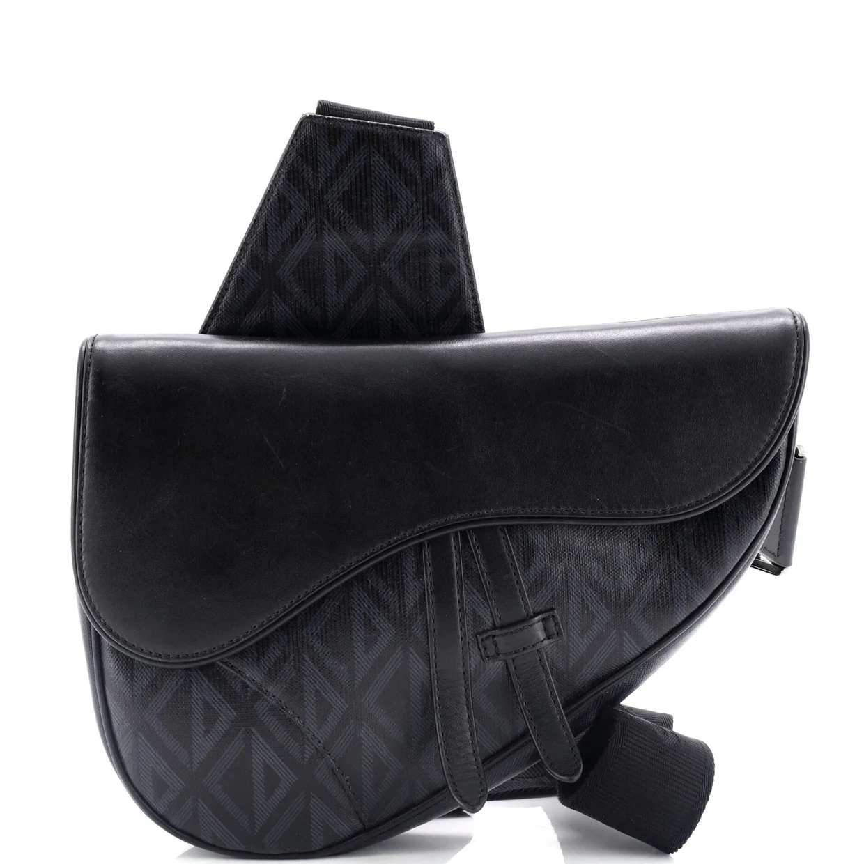 Saddle Crossbody Bag CD Diamond Coated Canvas and Leather - Deep Luxury