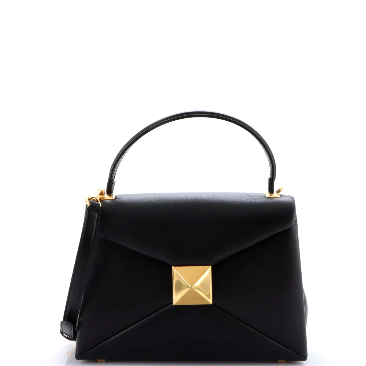One Stud Top Handle Flap Bag Leather Small - Deep Luxury
