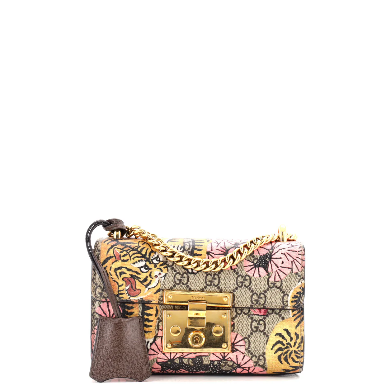 Padlock Shoulder Bag Bengal Print GG Coated Canvas Small - Deep Luxury