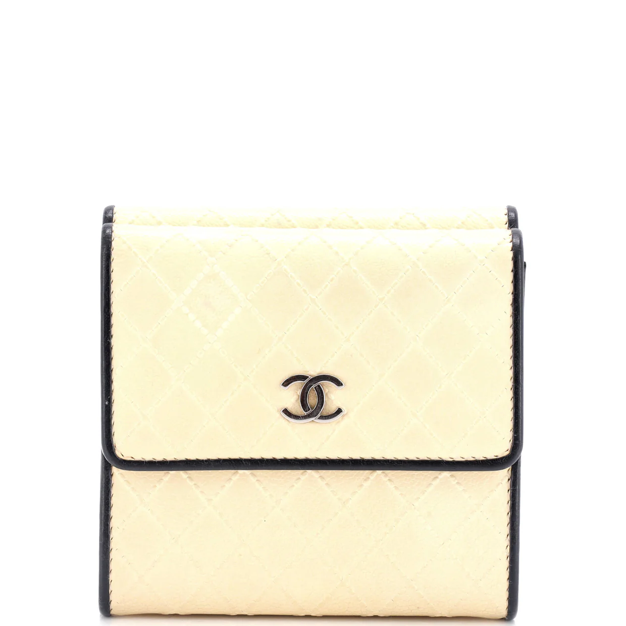 Diamond Stitch CC Trifold Wallet Quilted Calfskin Compact - Deep Luxury