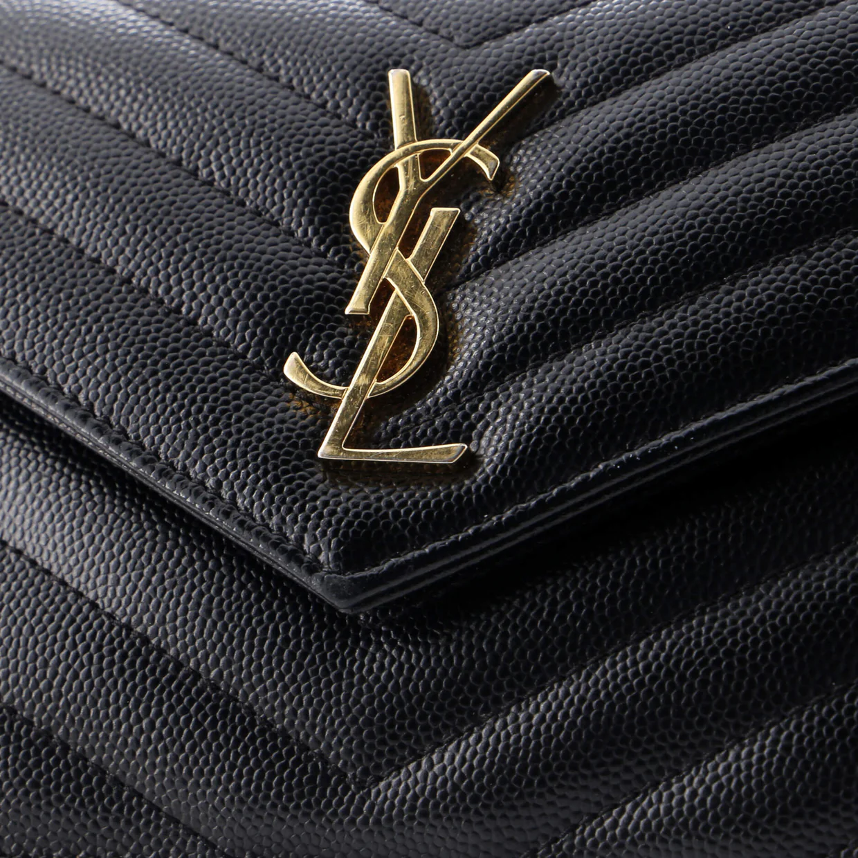 Classic Monogram Wallet on Chain Matelasse Chevron Leather Small - Deep Luxury