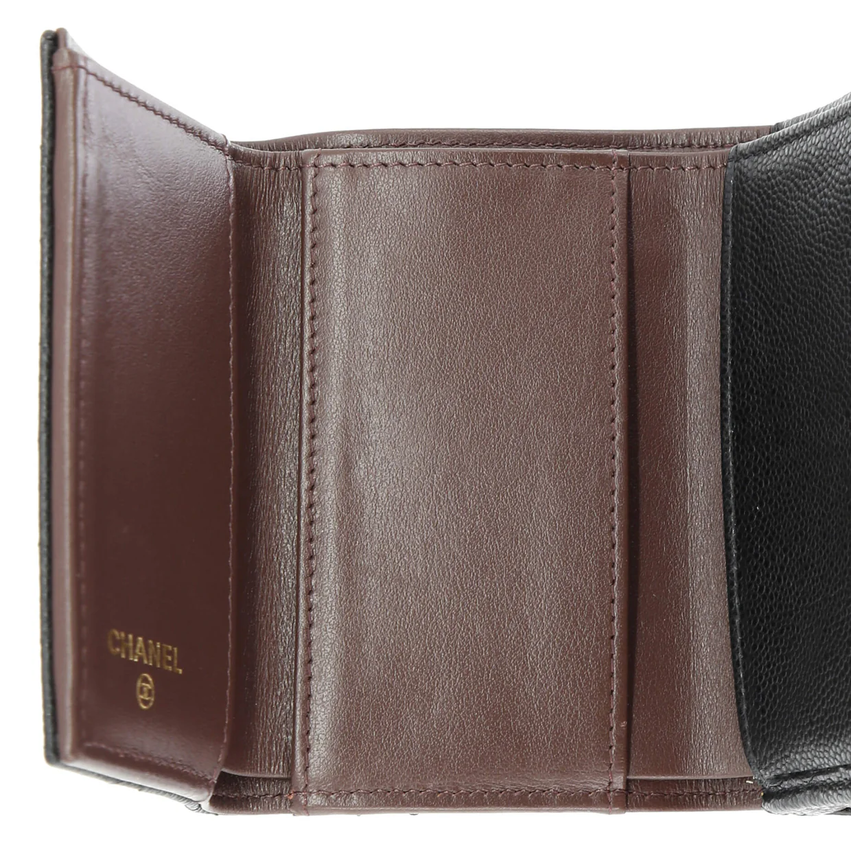 Trifold Classic Flap Wallet Quilted Caviar Small - Deep Luxury