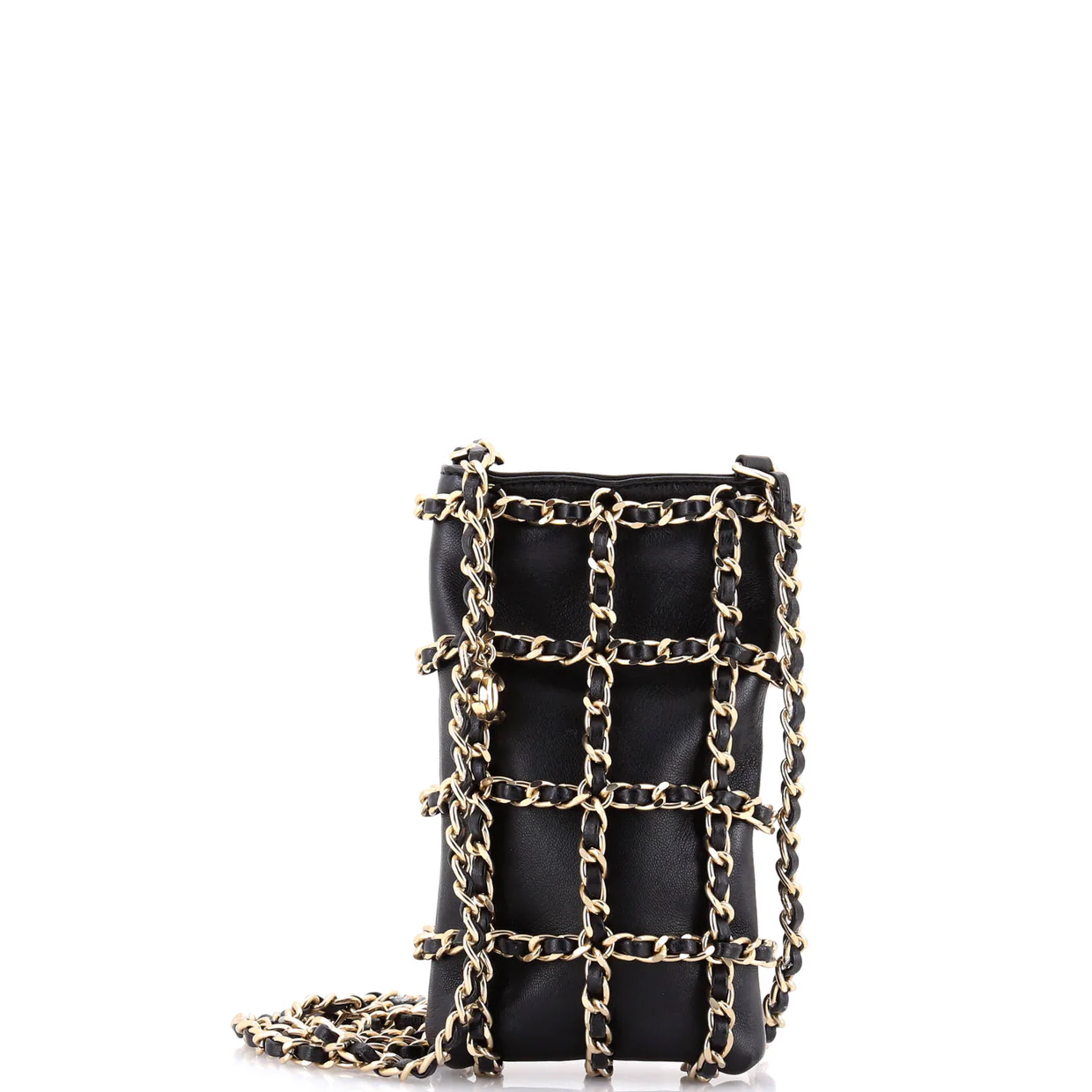 Tech Me Out Clutch With Chain Lambskin - Deep Luxury