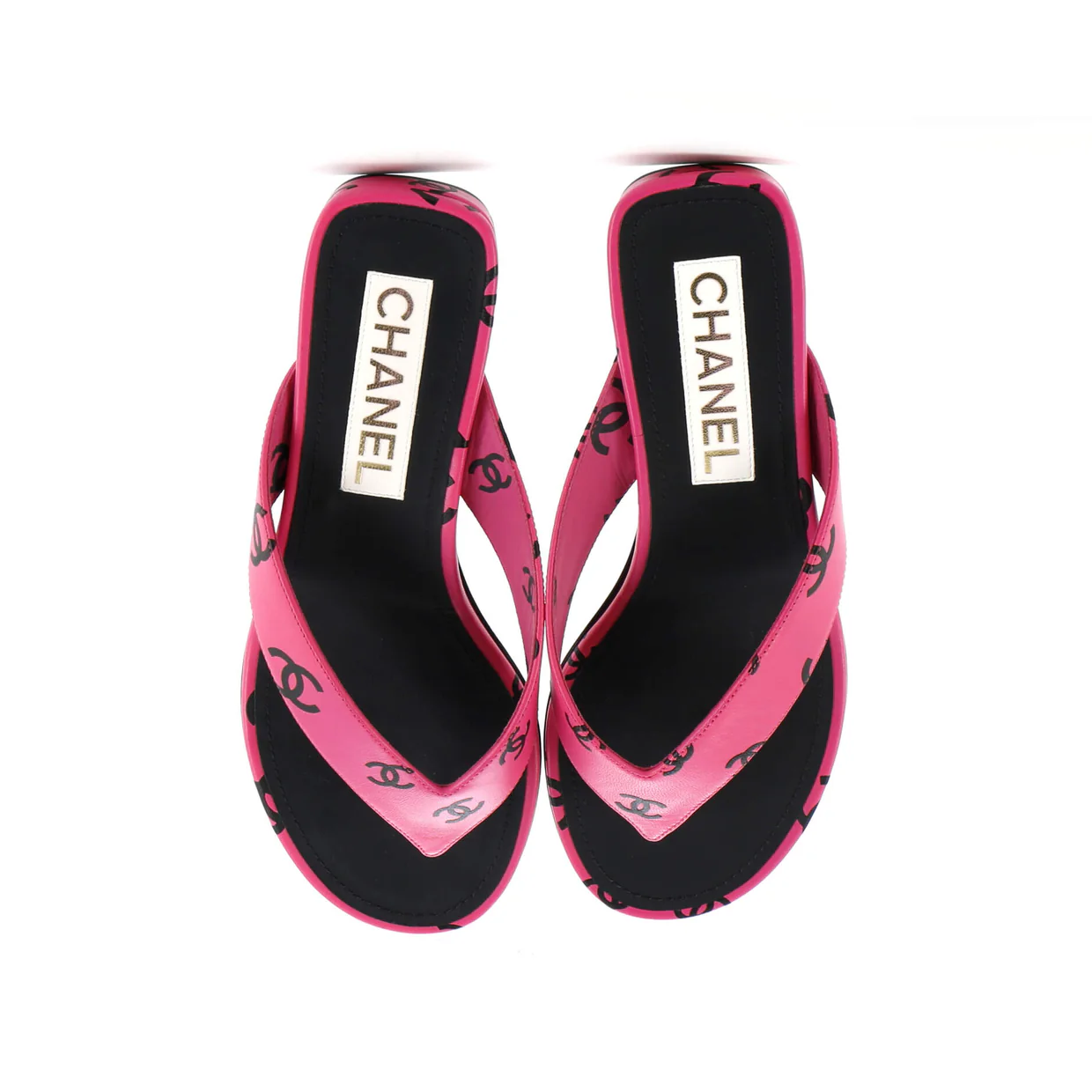 Women's CC Logo Thong Sandals Leather - Deep Luxury