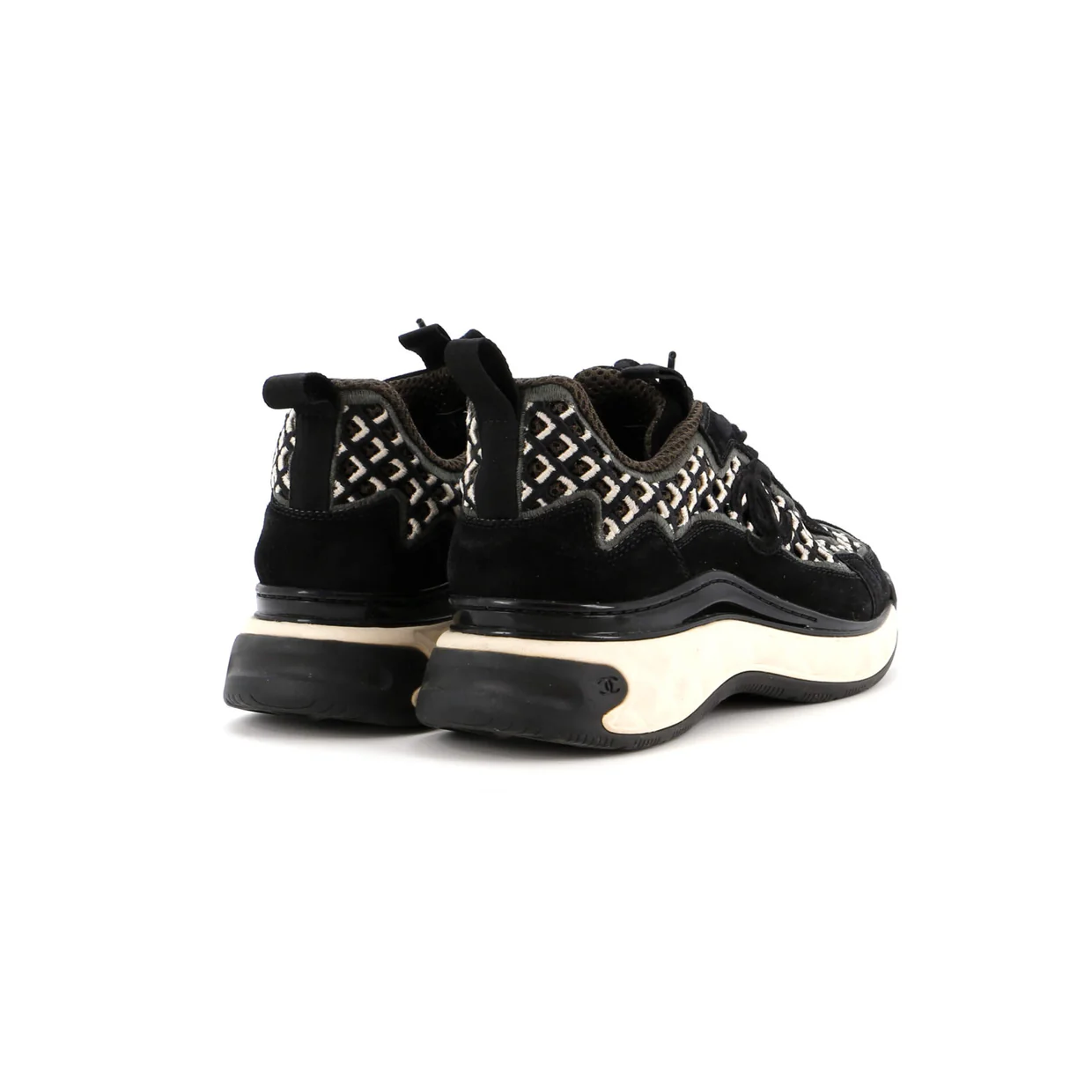 Women's CC Embroidery Sneakers Calfskin and Suede - Deep Luxury