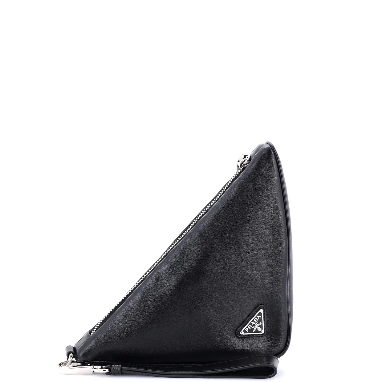 Triangle Logo Wristlet Pouch Embossed Leather - Deep Luxury