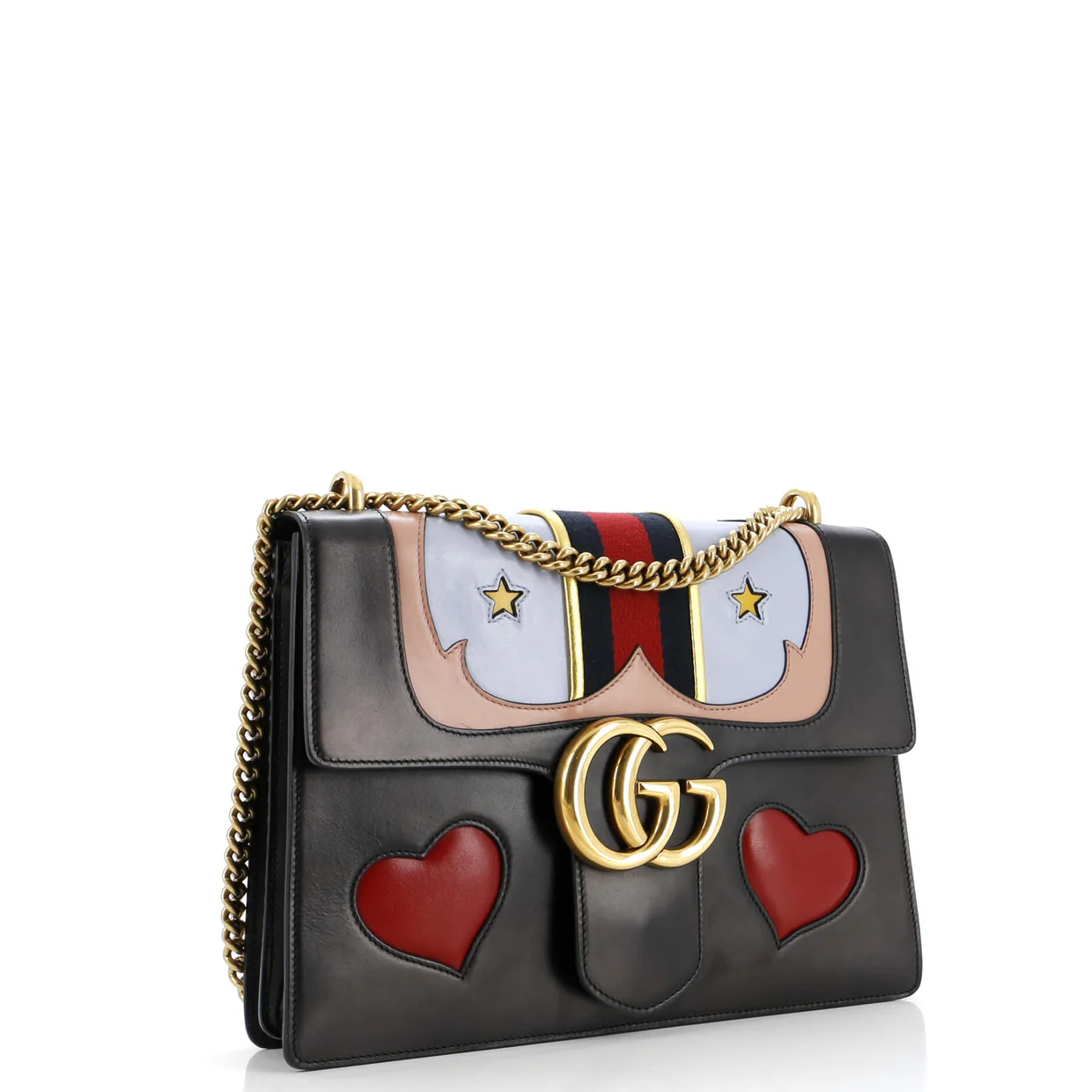 Web Heart GG Marmont Chain Shoulder Bag Leather Medium - Deep Luxury